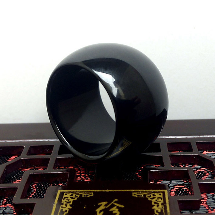 正品黑玛瑙男款扳指精品玛瑙情侣款玉指环天然玉石戒指女扳指转运