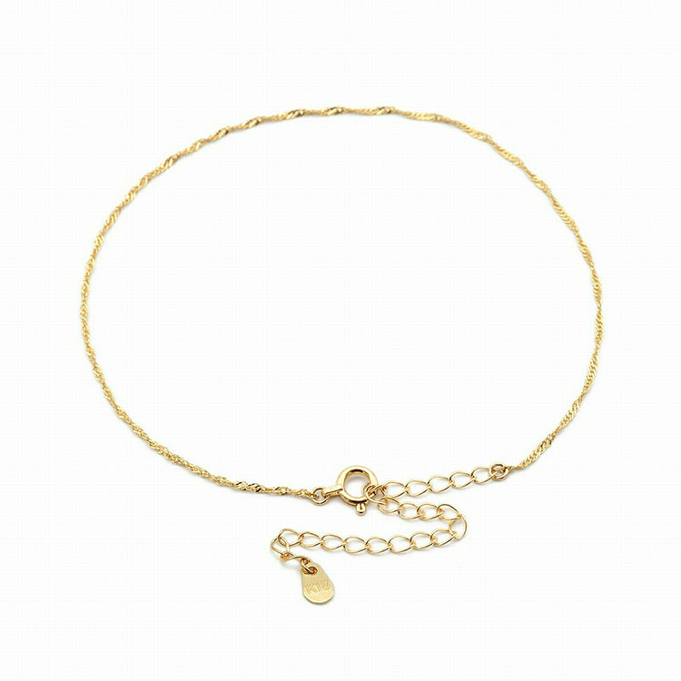 日本18K黄金脚链细款气质时尚水波链绳链脚饰丨宽1.2mm