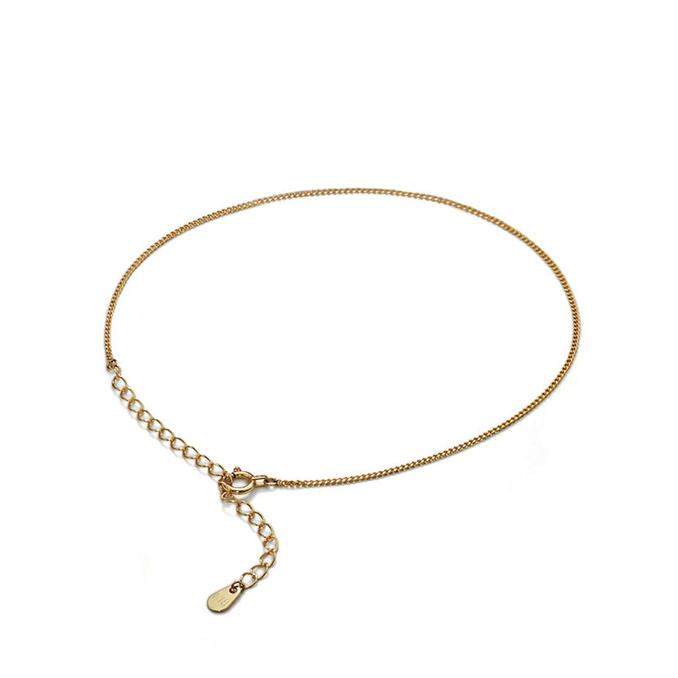 日本18K黄金脚链细款气质时尚2切面喜平链侧身链脚饰丨宽1.0mm