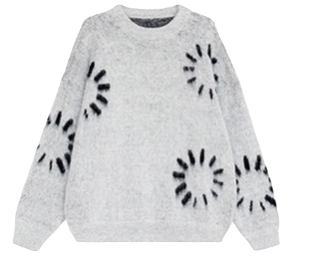 2023秋冬款clean fit复古圆领长袖针织毛衣男女慵懒风百搭上衣