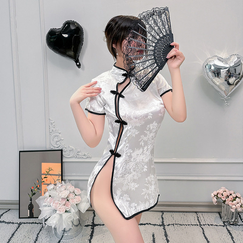 新款悄趣内衣旗袍女士性感火辣复古免脱诱惑透视睡衣睡裙