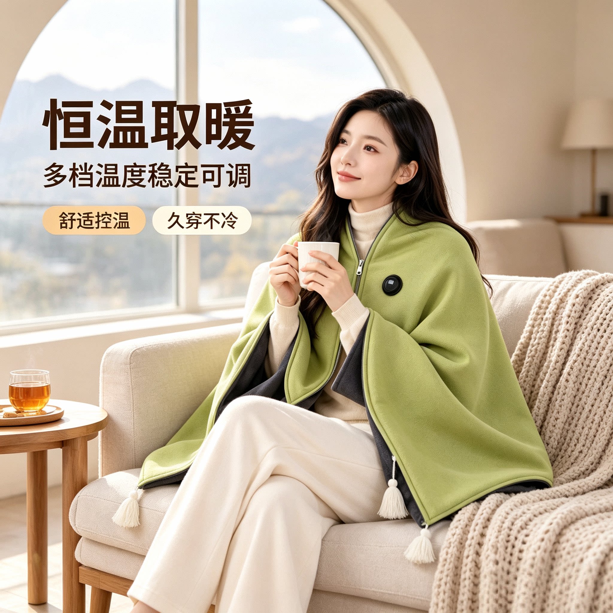 新款石墨烯加热披肩毯电热发热暖身毯披风毯办公室盖腿女生礼物