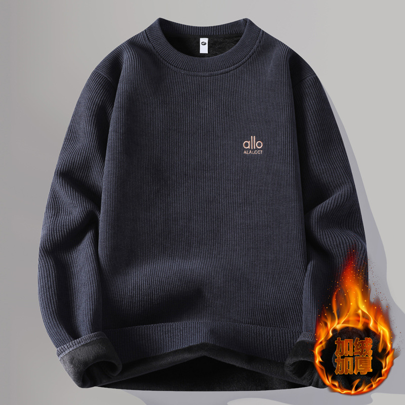 加绒加厚毛衣圆领纹理轻奢长袖