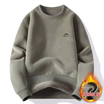 加绒加厚卫衣男款圆领秋冬季新款