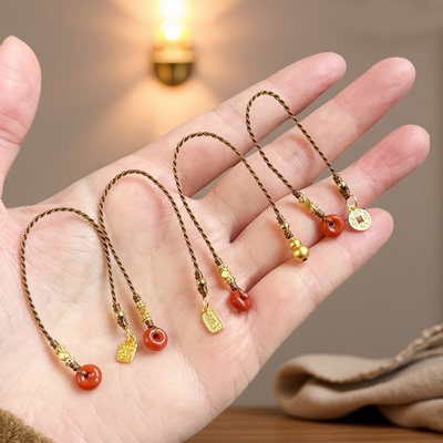 纯手工编织南红平安扣手机挂绳