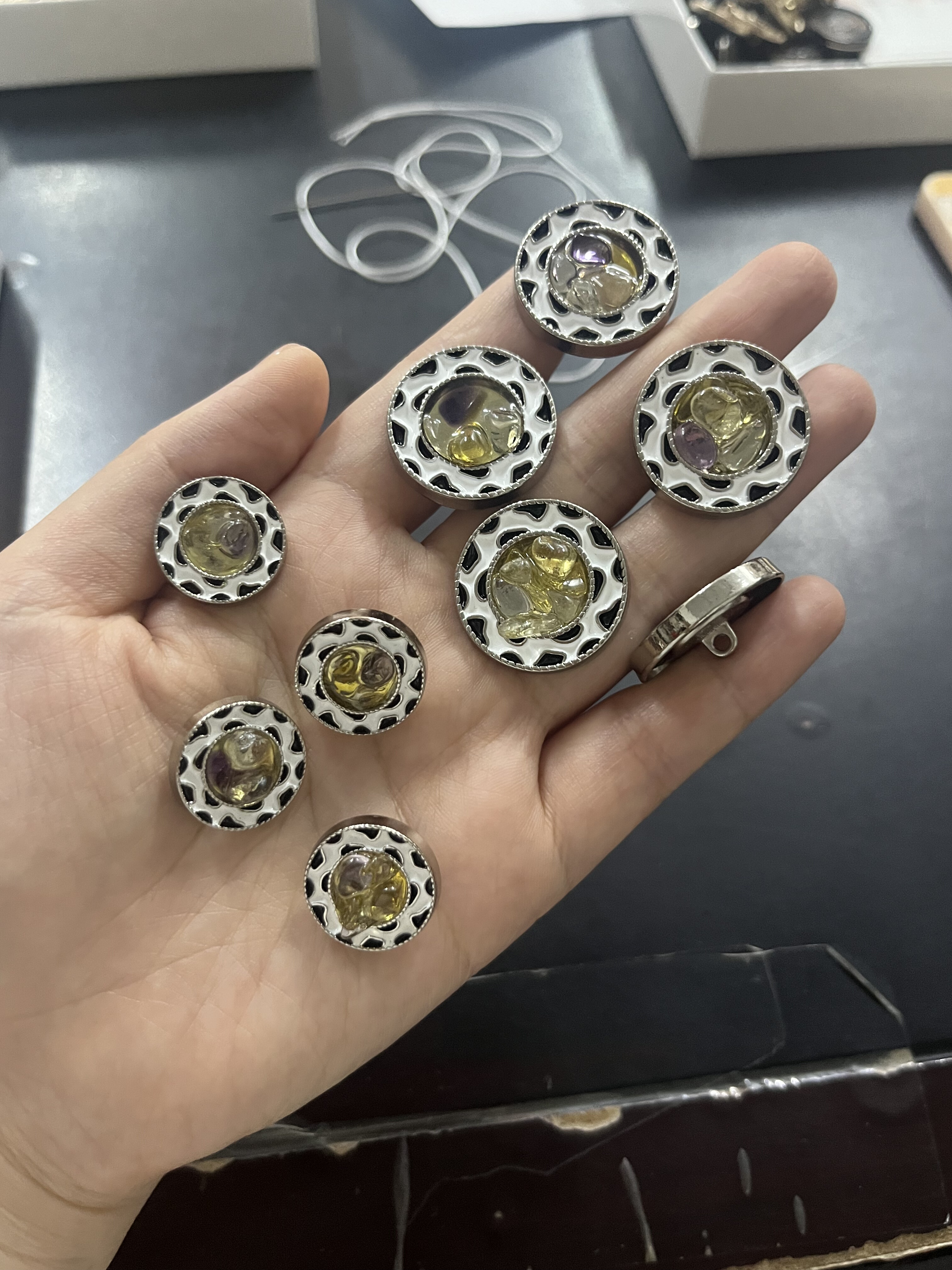 小香风金属钮扣锁链复古粗呢子小纽扣
