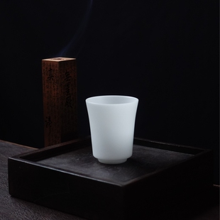 高马蹄杯薄胎德化白瓷高档主人杯素烧冰种羊脂玉瓷茶杯挑高聚香杯