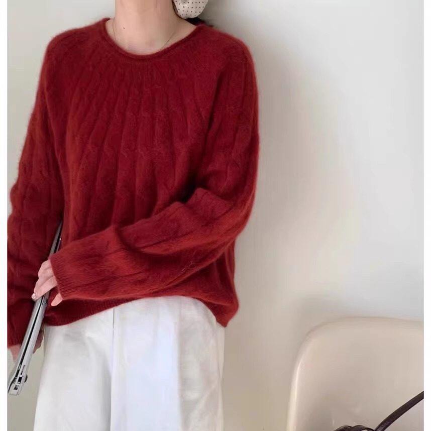 25冬季新款圆领卷边扭花