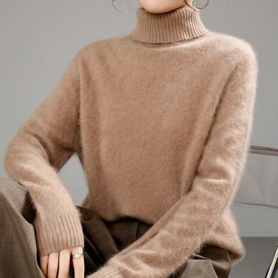 新款5%山羊绒拉毛衫慵懒