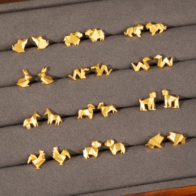 十二生肖系列足金999黄金耳钉