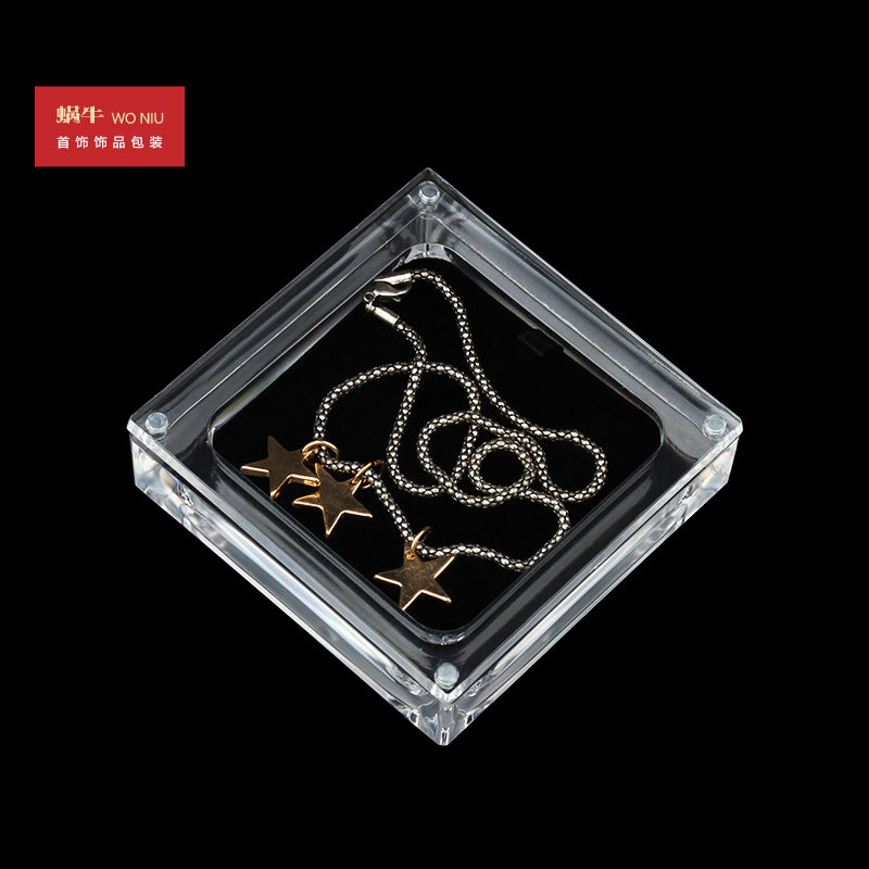 12hjt亚克力透明正方形裸钻盒钻石盒包装盒首饰盒珠宝盒裸石盒