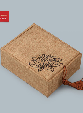 22LSH佛珠手串盒首饰包装展示盒麻布手镯盒吊坠盒手链盒礼品盒