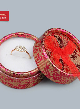 08XYH小圆白底蝴蝶结戒指盒耳钉盒首饰盒包装盒饰品可定制LOGO