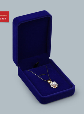 宝蓝色绒布戒指吊坠手串婚庆盒