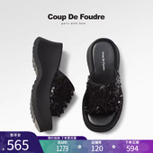 亮片露趾外穿凉拖鞋 CDF女鞋 时尚 简约厚底一字带拖鞋 2025夏季 新款