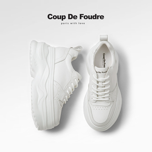 CDF女鞋轻奢时尚秋季小白鞋女真皮厚底增高休闲百搭运动鞋板鞋女