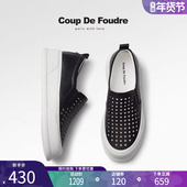 2025春季 新款 百搭真皮简约厚底鞋 CDF女鞋 一脚蹬镂空舒适休闲鞋 女