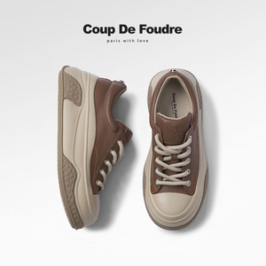 CDF女鞋轻奢时尚秋季真皮百搭松糕鞋厚底增高舒适运动休闲鞋板鞋