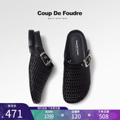 2025夏季 新款 复古时尚 CDF女鞋 气质编织拖鞋 简约轻便粗跟包头半拖