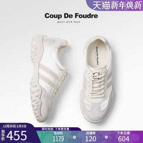 CDF女鞋2025春季新款时尚复古德训鞋百搭真皮厚底显高休闲运动鞋