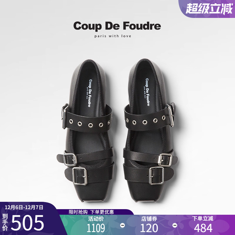 CDF女鞋2025春季新款芭蕾风玛丽珍鞋百搭真皮浅口方头皮带扣单鞋