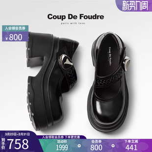 厚底简约魔术贴单鞋 CDF女鞋 学院风玛丽珍鞋 真皮时尚 女 2026春新款