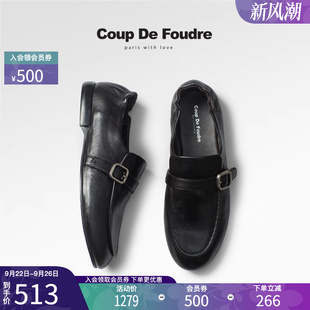 2025秋季 百搭真皮轻便褶皱通勤鞋 新款 简约薄底乐福鞋 时尚 CDF女鞋