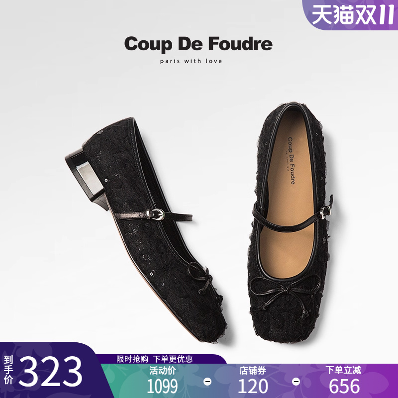 CDF女鞋2025春季新款时尚优雅芭蕾玛丽珍鞋蝴蝶结浅口方头通勤鞋