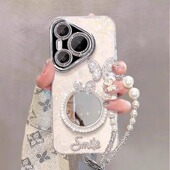 官方p50e带手链40新品 珍珠镜子适用华为pura80ultra新款 女专用手机外壳p70至尊版 高级30可爱透明好看保护套