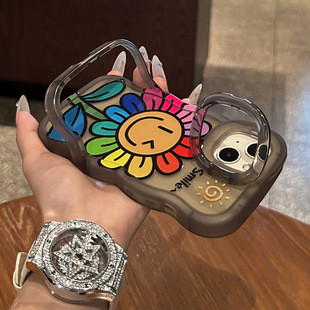 太阳花适用苹果16双支架手机壳p40新女款iPhone15promax华为mate70荣耀200小米13vivox100防摔oppoReno12套