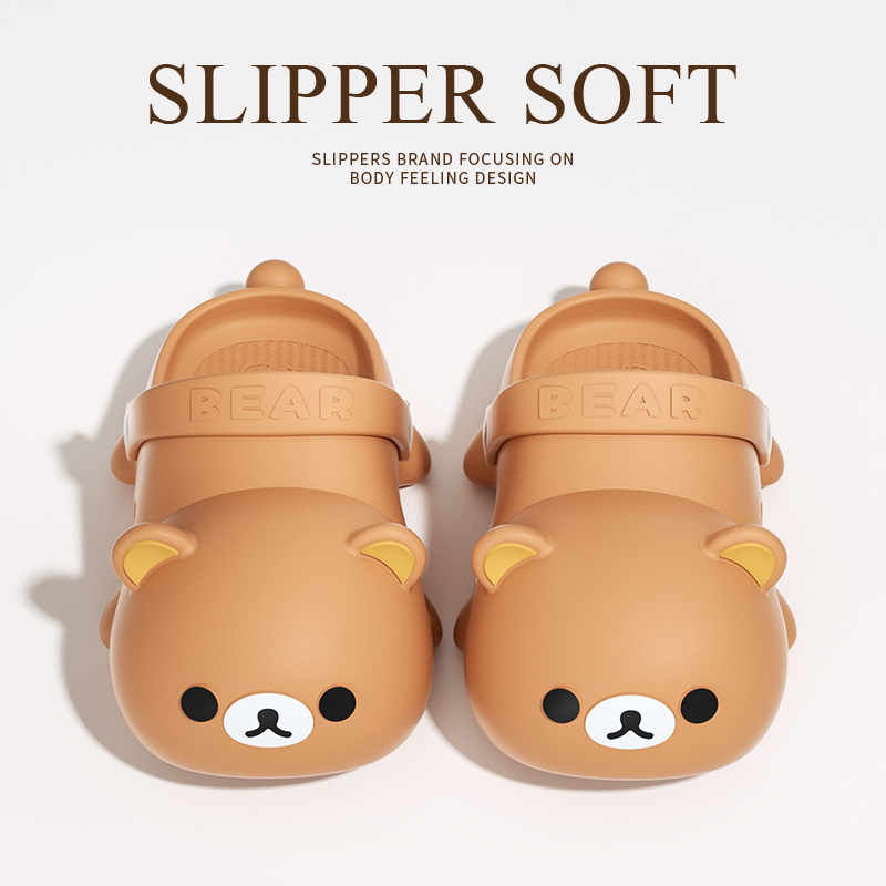 可爱轻松熊洞洞鞋女夏季学生外穿拖鞋防滑防臭卡通少女凉拖鞋
