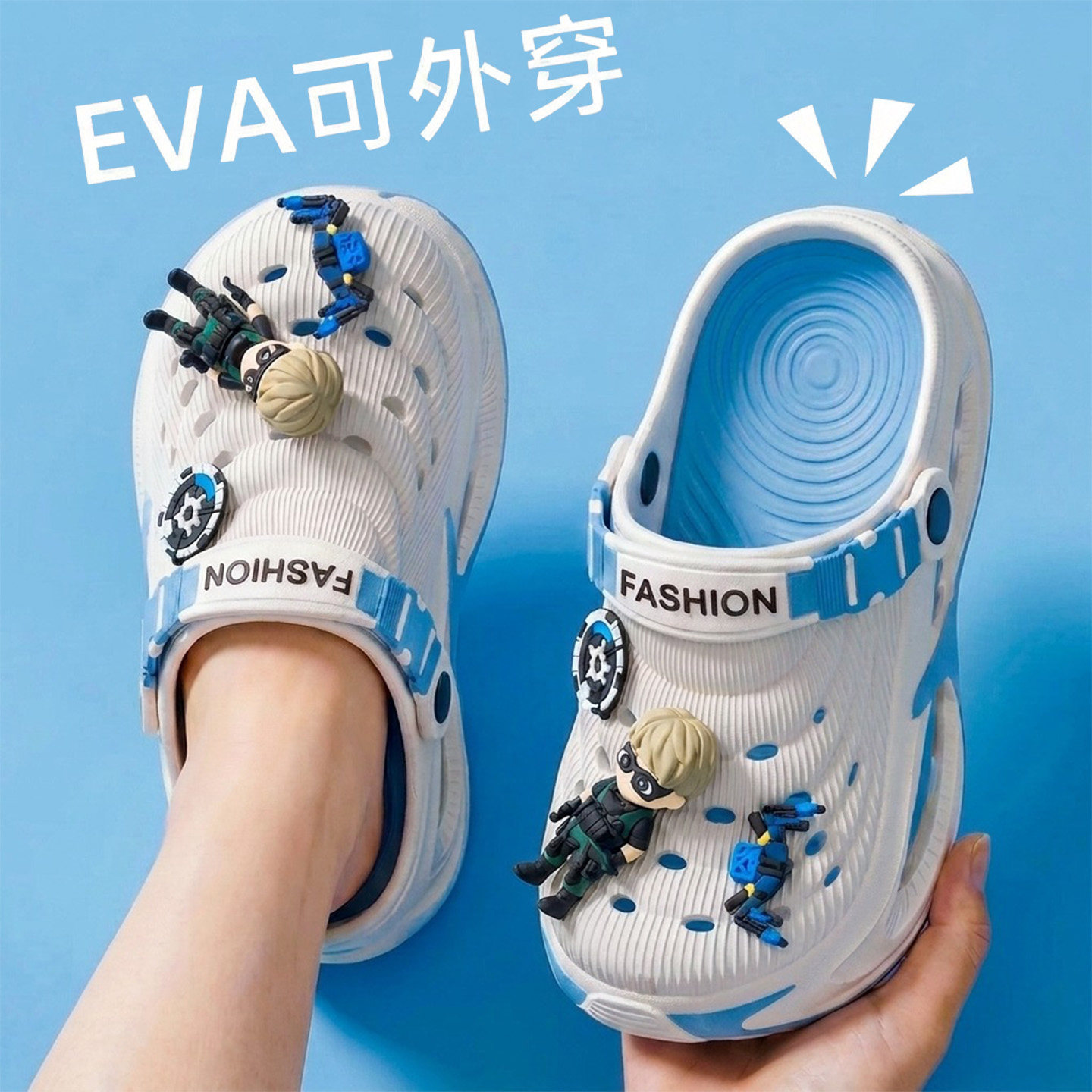 儿童洞洞鞋男童2026新款夏季外穿图片