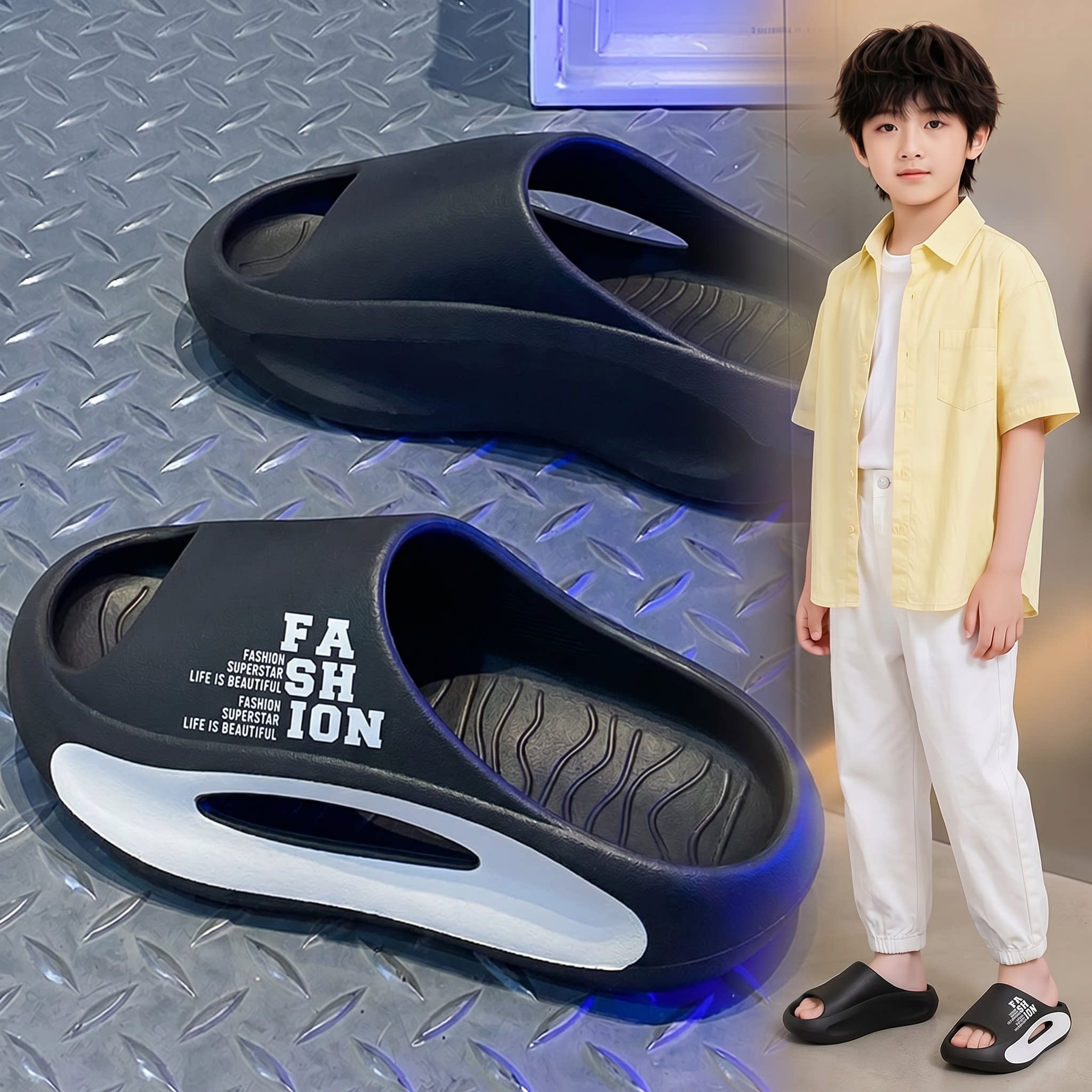 儿童拖鞋男童2026新款中大童足弓支撑外穿防臭防滑沙滩小孩凉拖鞋
