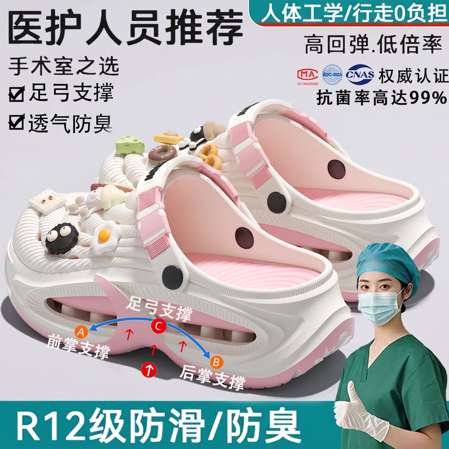 孕妇足弓支撑洞洞鞋女款2026新款夏季厚底防滑不臭脚包头女士拖鞋