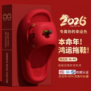 室内居家用浴室防滑防臭软底凉拖 夏外穿2026新款 红色苹果拖鞋 女款