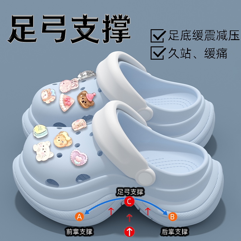 【足弓支撑设计】厚底洞洞鞋女款