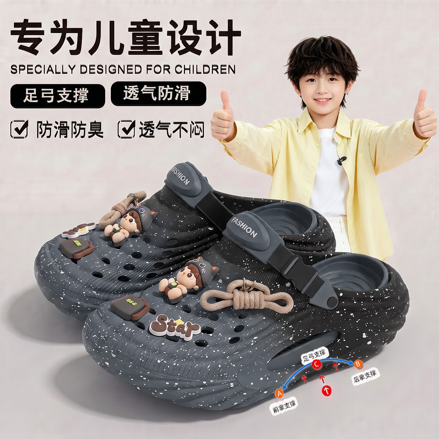 儿童洞洞鞋男童2026新款男孩凉鞋图片
