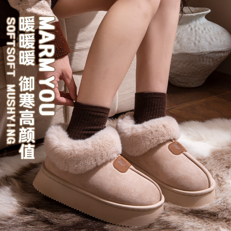 高包根棉拖鞋女款冬季新款雪地靴