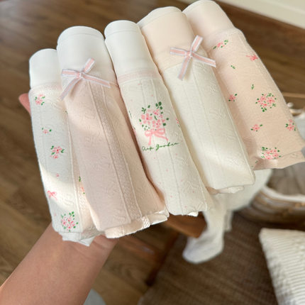 春意碎花~7A抗菌裆内裤女生纯棉a类 中腰透气少女大码无痕三角裤