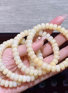 白玉菩提根药片珠手串女绕指柔文玩菩提子佛珠学生盘玩静音手链