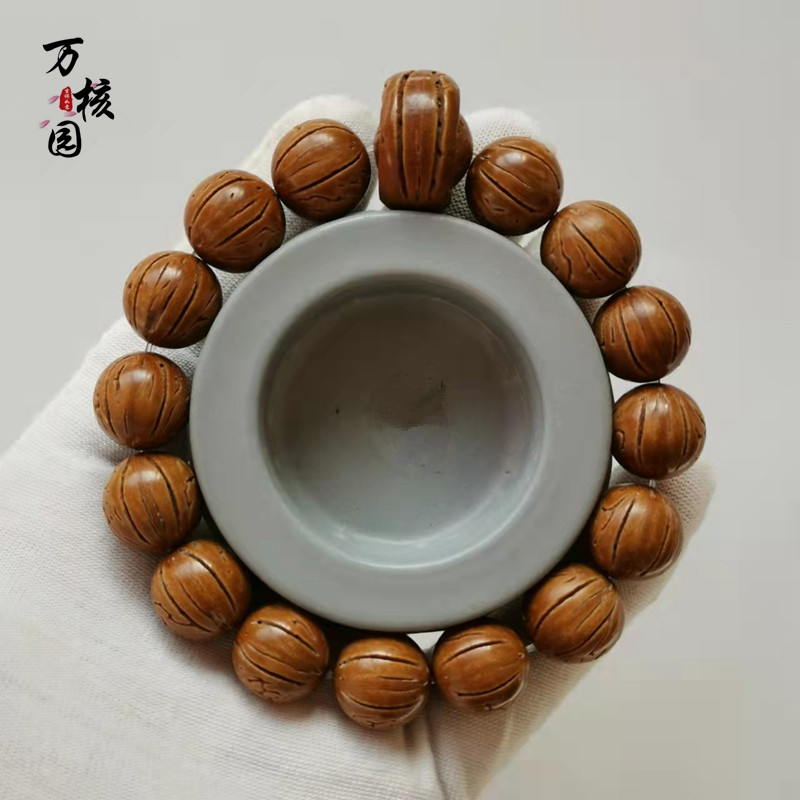 脑纹桃核光珠跑环木珠手串柳叶脐手工圆珠精品土豪毕业级单圈
