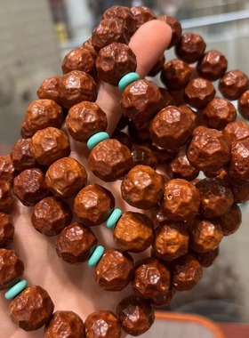 招财紫金鼠无相手串原籽雕刻菩提文玩男女单圈佛珠念珠京八棱手链