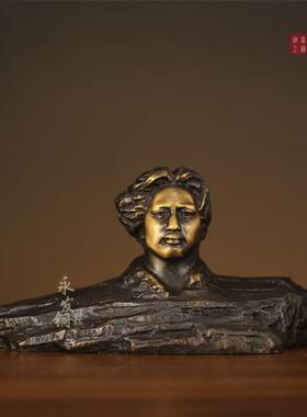 毛爷爷铜像橘子洲头主席青年雕塑黄铜客厅办公室沁园春雪诗词摆件