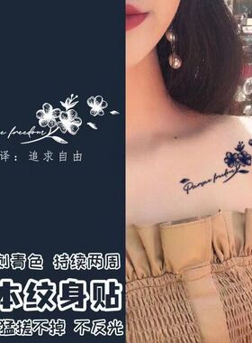 英文蝴蝶结草本果汁纹身