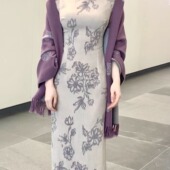 她来了复古馆古朴清雅旗袍改良显瘦气质新中式 国风复古连衣裙秋