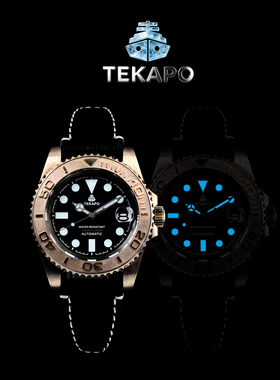 TEKAPO/特卡珀复古系列锡青铜机械防水表BGW-9蓝色夜光日本NH35A