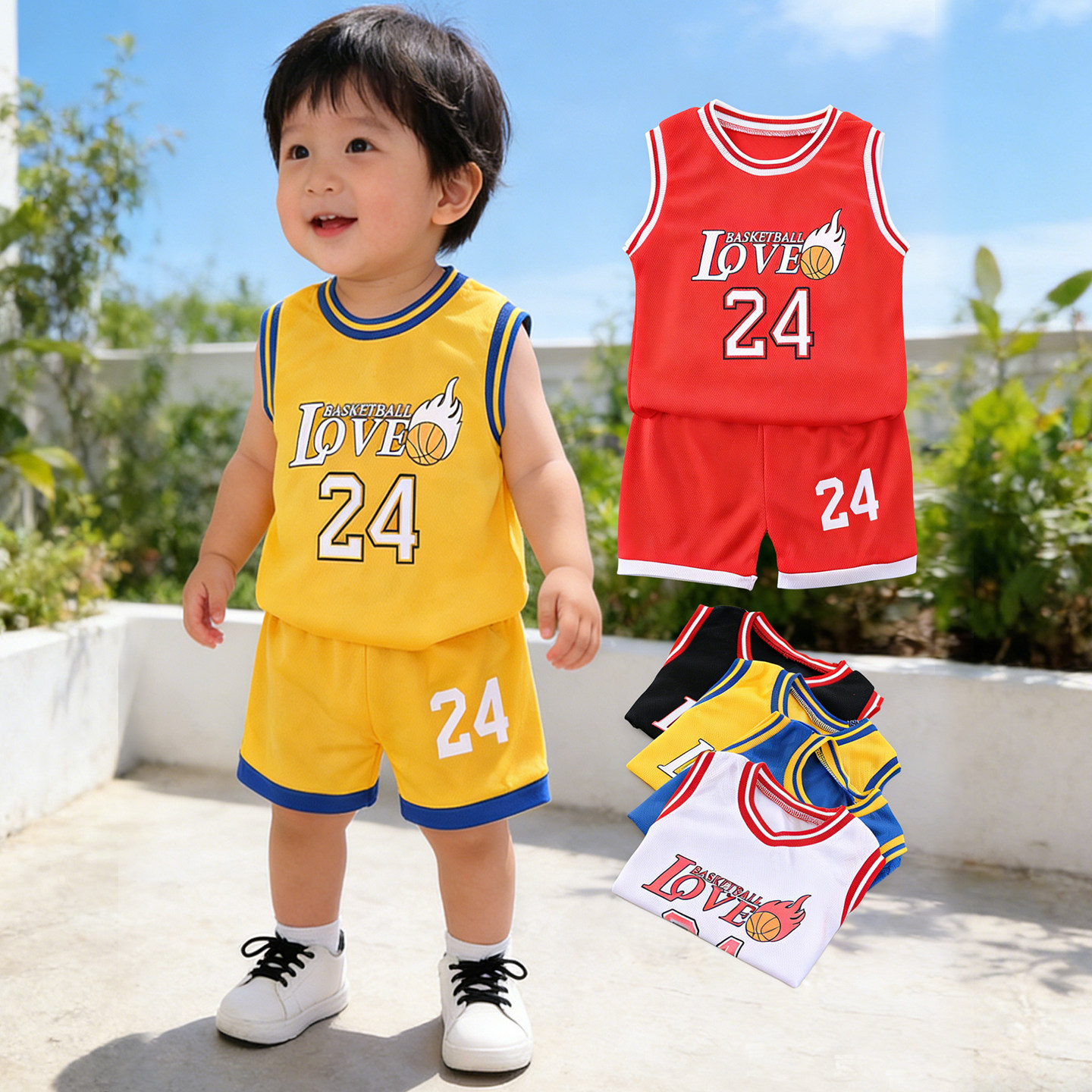 中小男女童夏季休闲篮球服套装婴儿宝宝无袖背心速干运动两件套潮