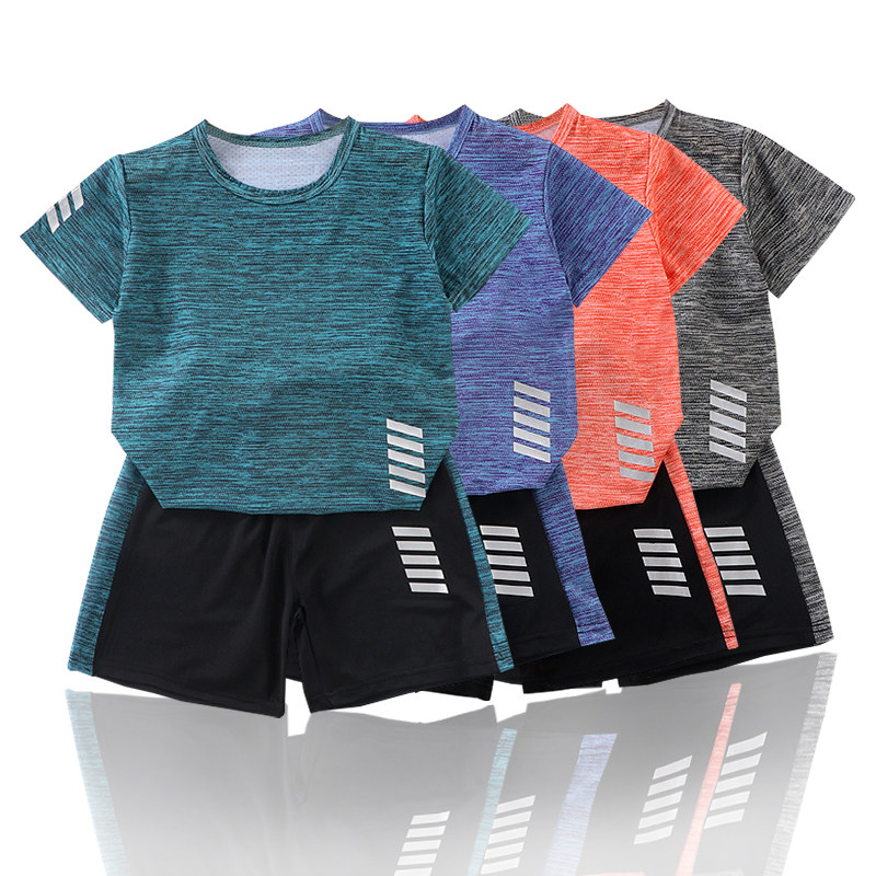 中小童时尚儿童休闲运动套装 男女童夏季新款速干T恤短裤两件套潮