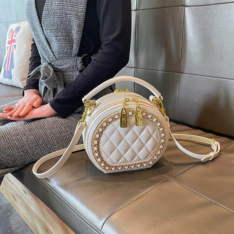 包包女款2026新款菱格小香风秋冬手提小圆包真皮斜挎包单肩小包