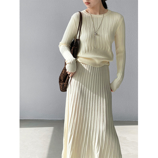 今年流行的冬装套装女长袖针织衫半身裙两件套韩式搭配一整套冬装